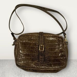 Clare V. Camera crocodile Leather Crossbody Bag